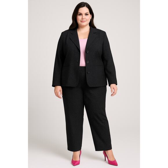 Talbots Polka Dot Pantsuit Blazer 22W Pant 24W Made USA Italian Fabric plus size - Picture 1 of 15